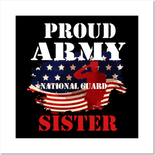 Proud Patriotic Army National Guard Sister USA Flag Women Posters and Art